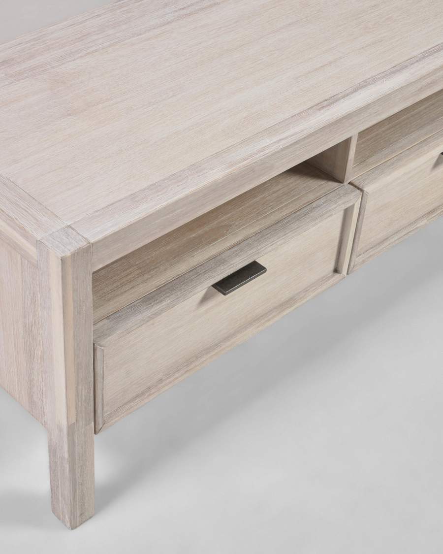 Alen solid acacia wood TV stand with 3 drawers, 165 x 50 cm