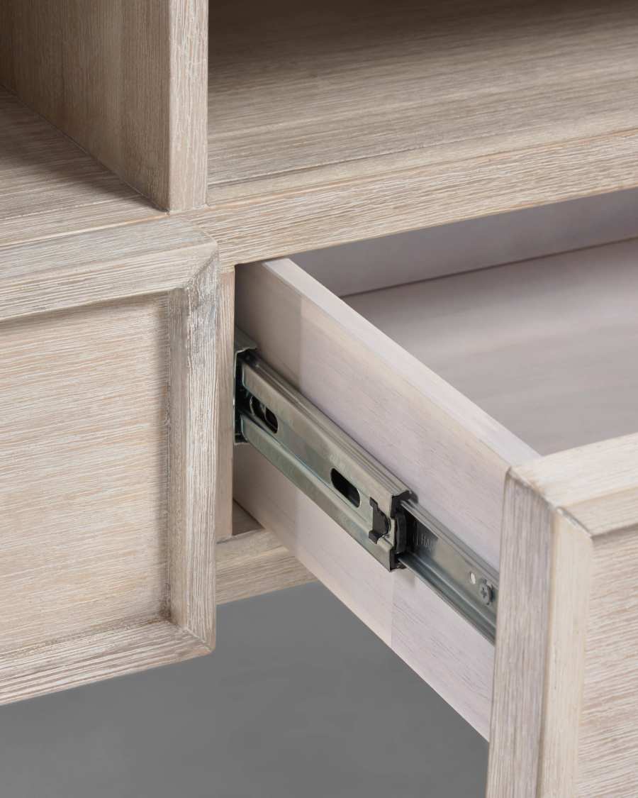 Alen solid acacia wood TV stand with 3 drawers, 165 x 50 cm