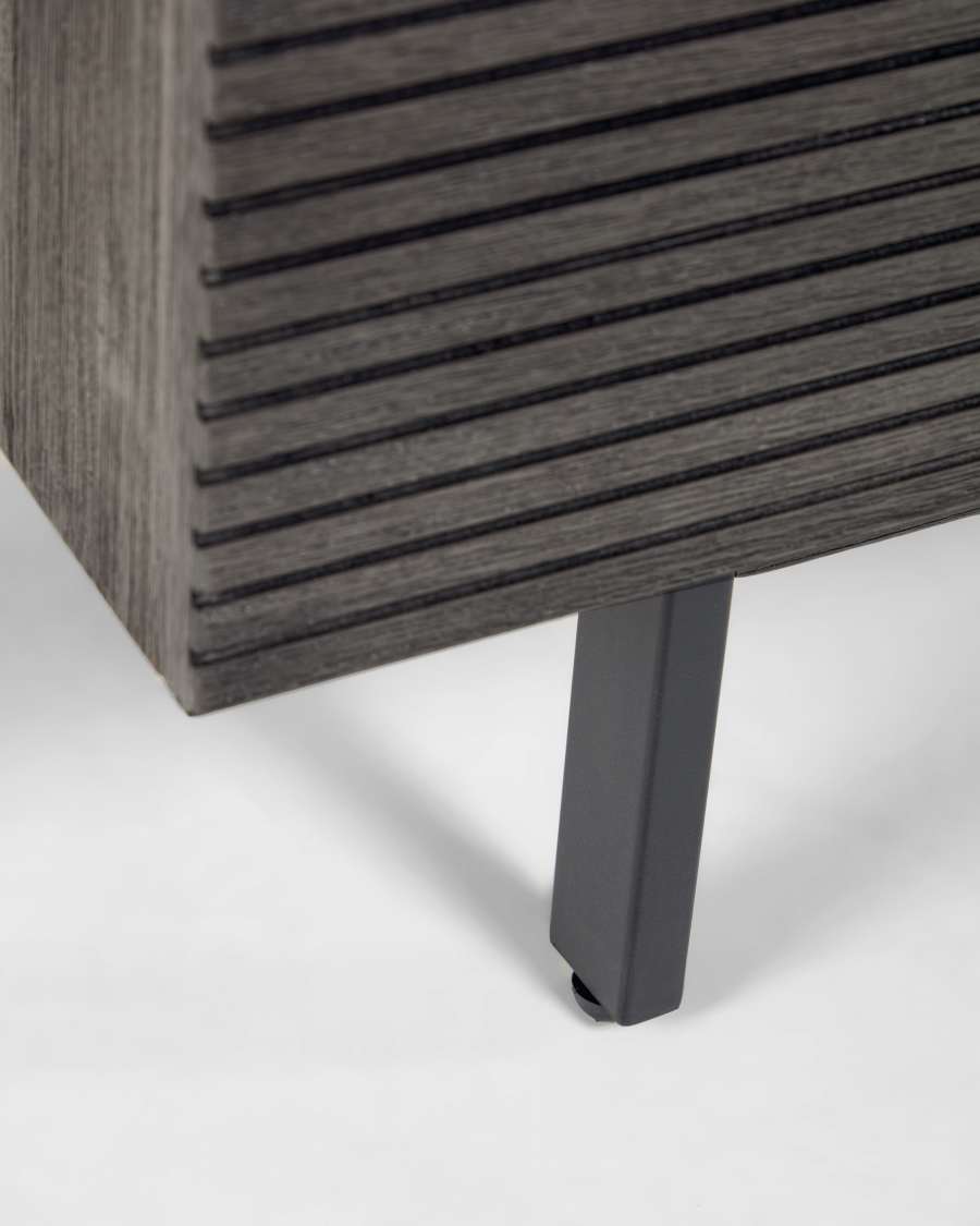 Aparador Indiann 2 portes i 3 calaixos de fusta massissa acàcia i acer negre 160 x 75 cm