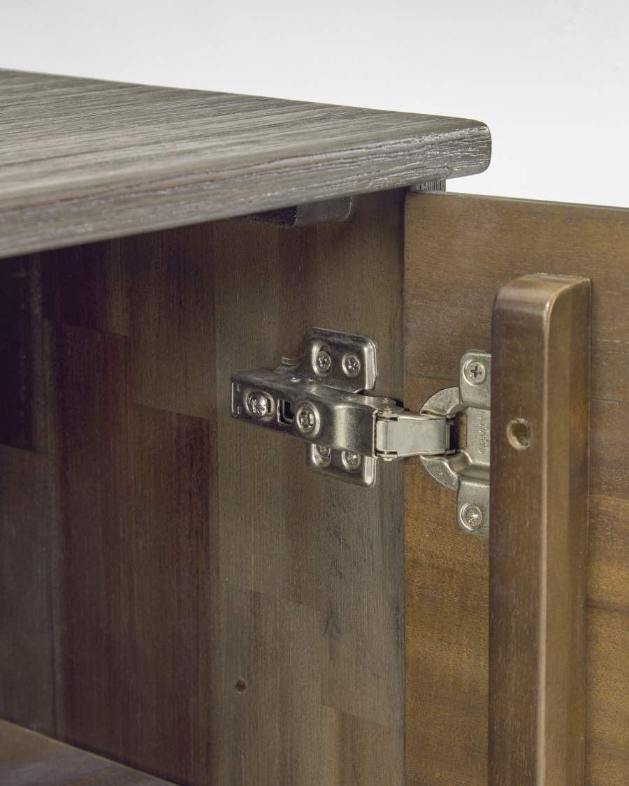 Aparador Indiann 2 portes i 3 calaixos de fusta massissa acàcia i acer negre 160 x 75 cm