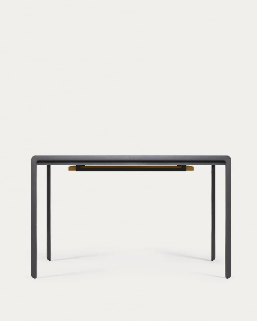Table extensible Nadyria en contreplaqué de chêne et pieds en acier noir 120 (160) x 80 cm