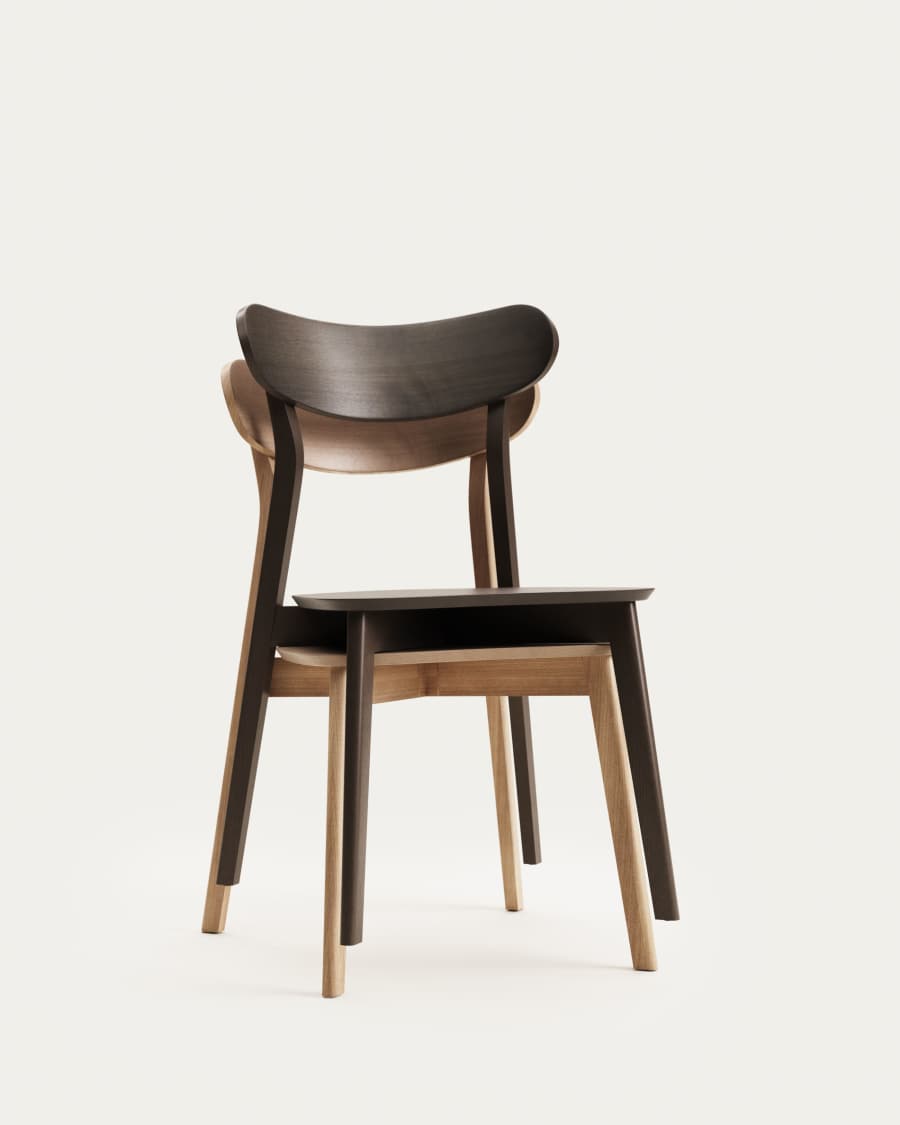 Sedia Safina in impiallacciatura di frassino e massello di caucciù