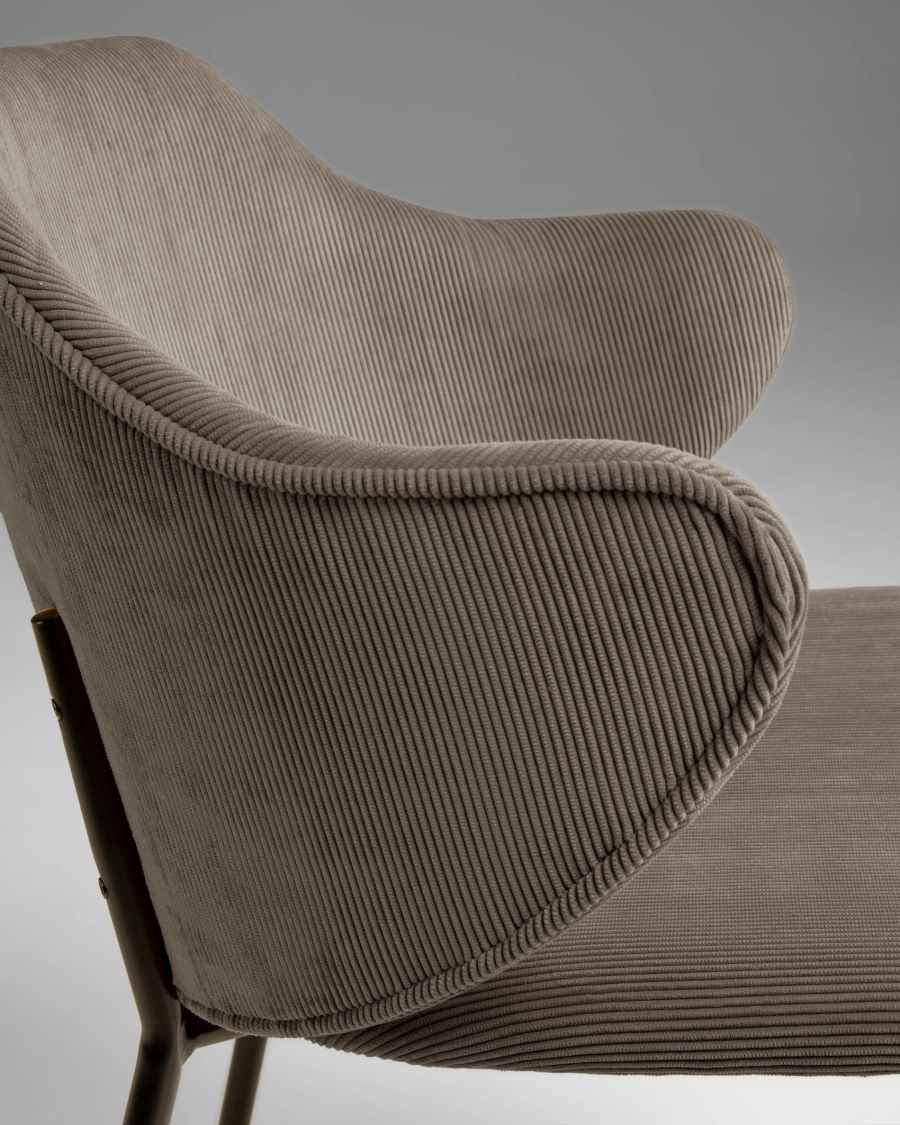 Suanne chair in dark grey corduroy with steel legs with black finish