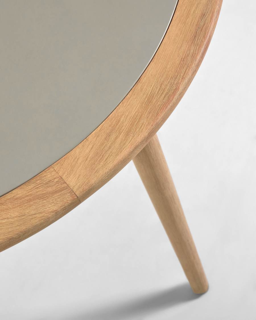 Table ronde Nina en poly-cement et bois d'eucalyptus Ø 120 cm FSC 100 %