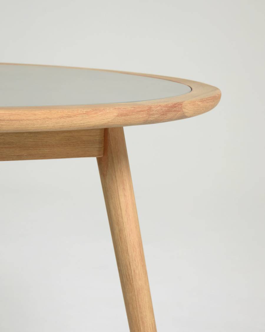 Table ronde Nina en poly-cement et bois d'eucalyptus Ø 120 cm FSC 100 %
