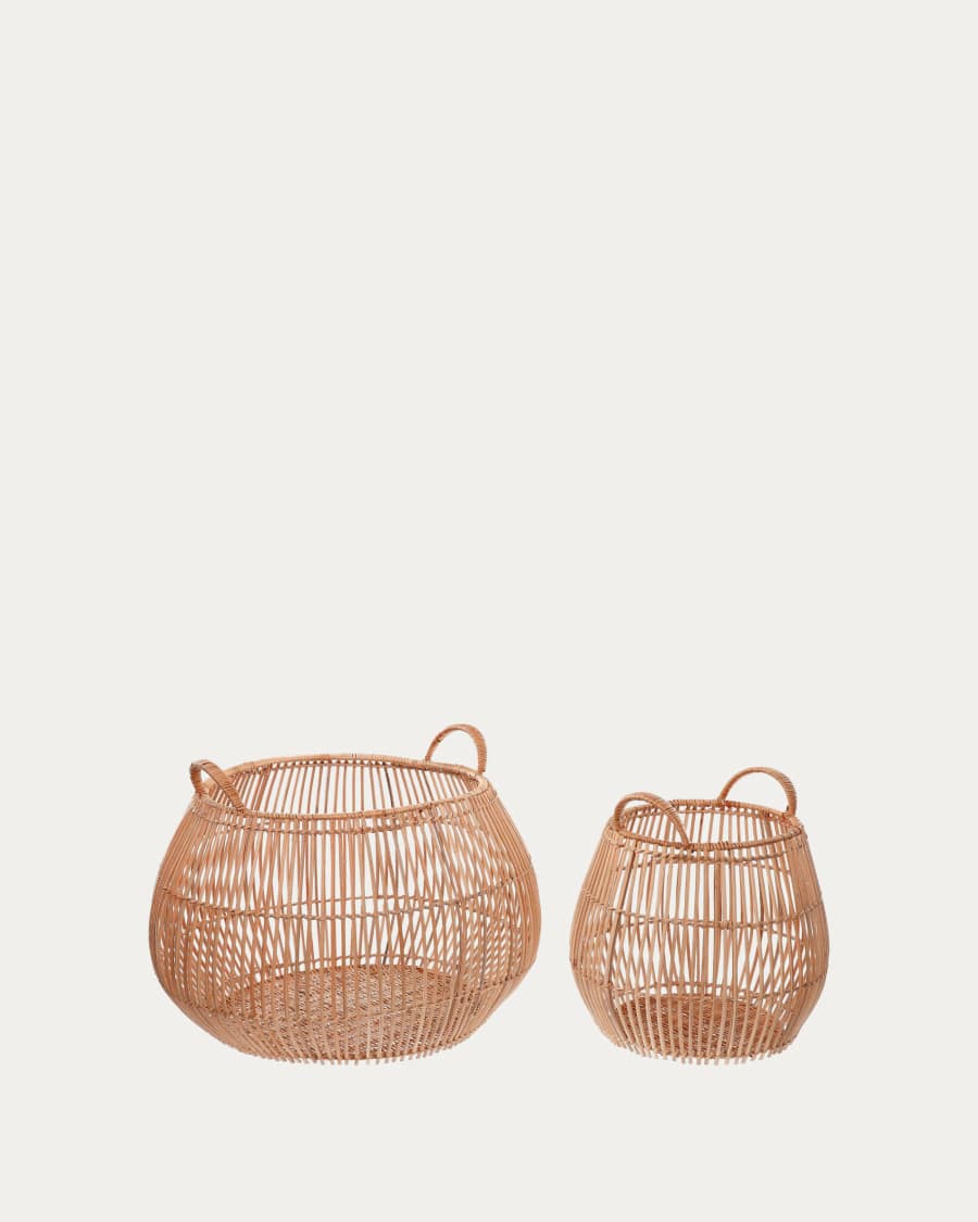 Daya set of 2 baskets in 100% rattan with natural finish