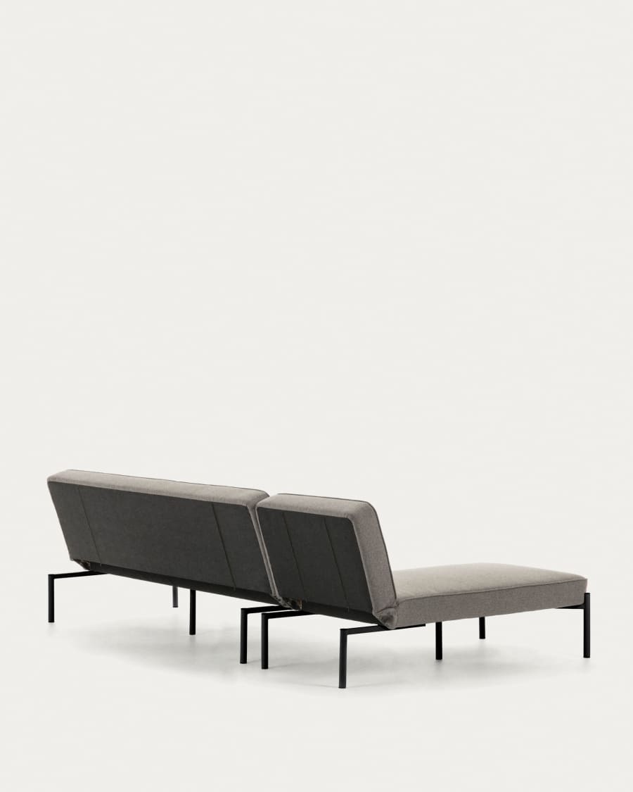 Divano letto con chaise longue Nelki 3 posti grigio 266 cm