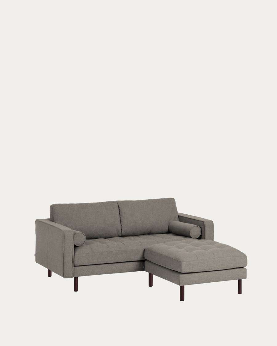Debra 2 seater sofa with footrest in light grey, 182 cm