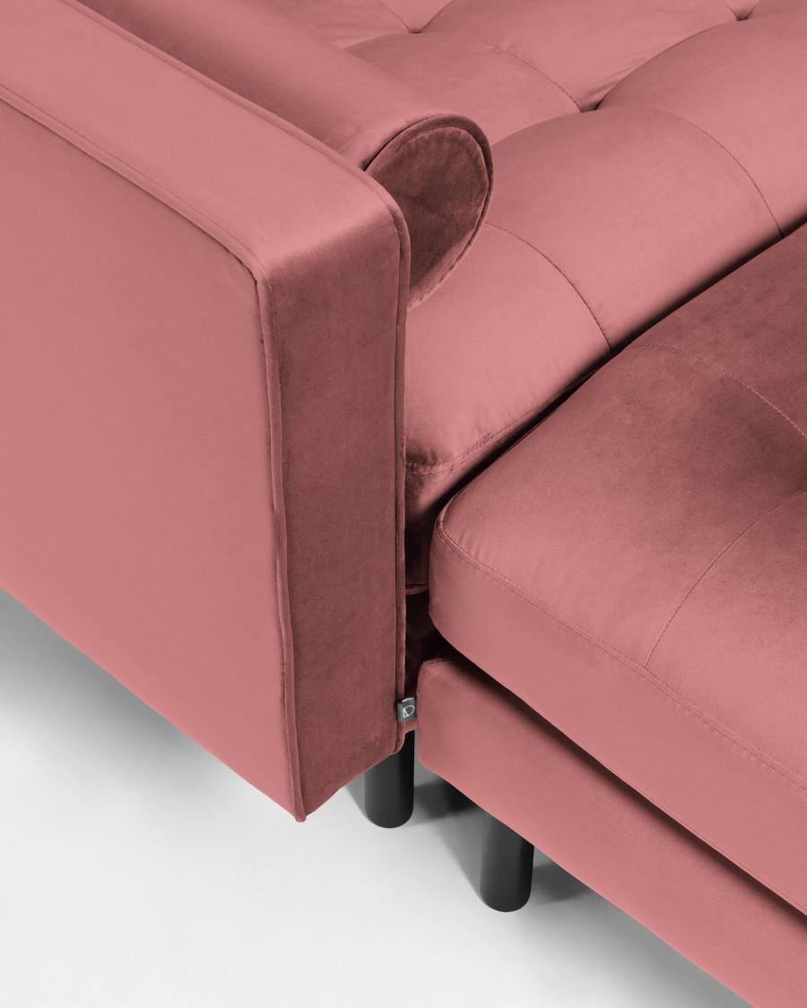 Debra 3-Sitzer Sofa mit Fußstütze rosa Samt 222 cm