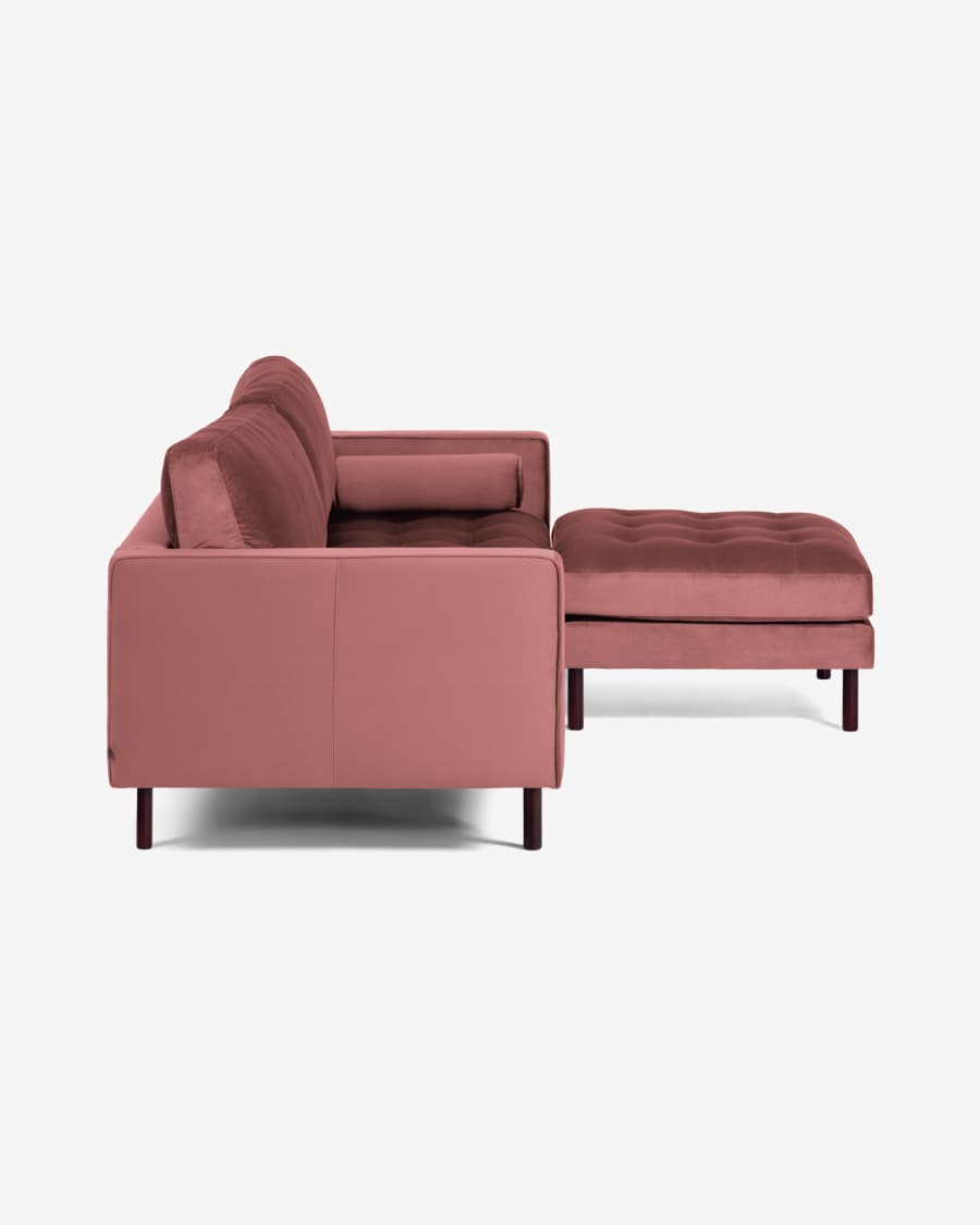 Debra 3-Sitzer Sofa mit Fußstütze rosa Samt 222 cm