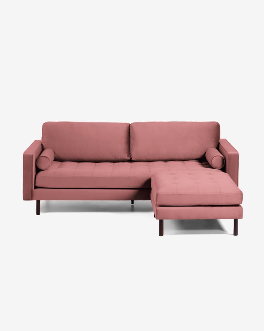 Debra 3-Sitzer Sofa mit Fußstütze rosa Samt 222 cm
