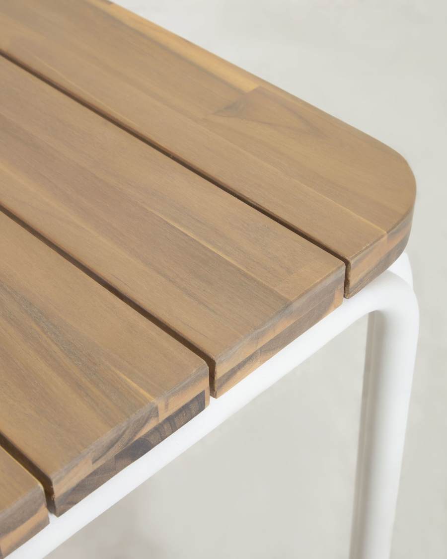 Cailin table in solid 90% FSC acacia wood with galvanised steel legs in white 160 x 90 cm