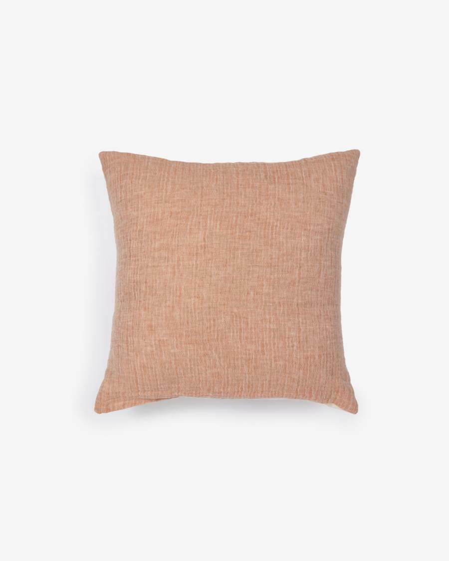 Housse de coussin Casilda en lin et coton rose 45 x 45 cm