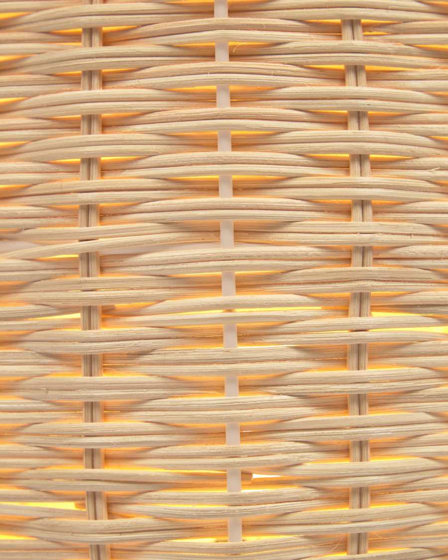 Lumisa grote tafellamp in rotan met natuurlijke afwerking en groen touw