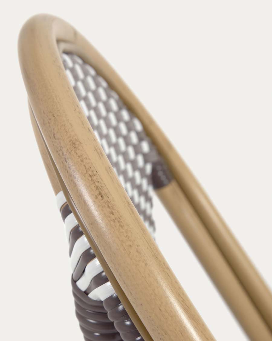 Marilyn stackable outdoor bistro chair in aluminium and synthetic rattan, brown & white