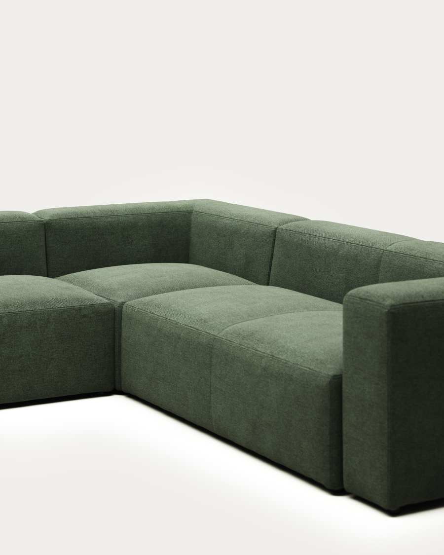 Blok 5 seater corner sofa in green, 320 x 290 cm / 290 x 320 cm FR