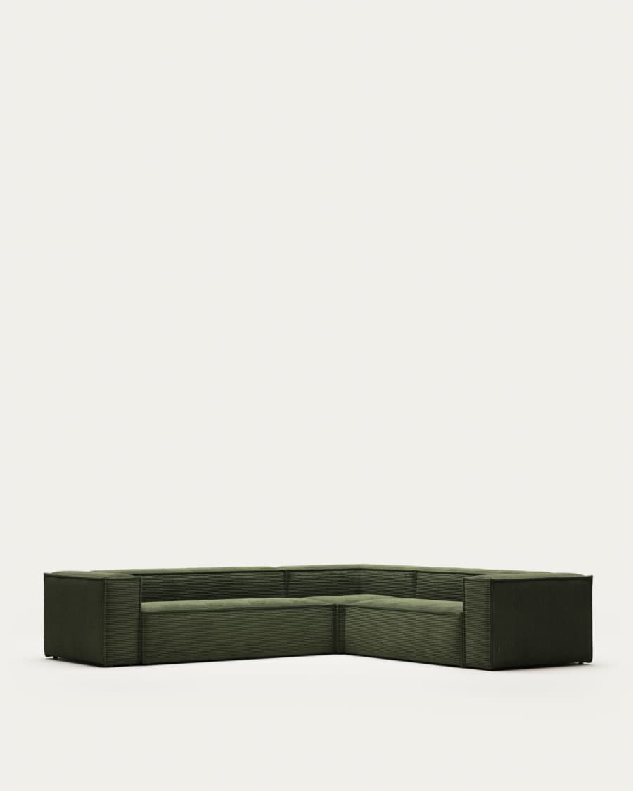 Blok green thick corduroy 5-seater corner sofa 320 x 290cm/290 x 320cm FSC Mix Credit