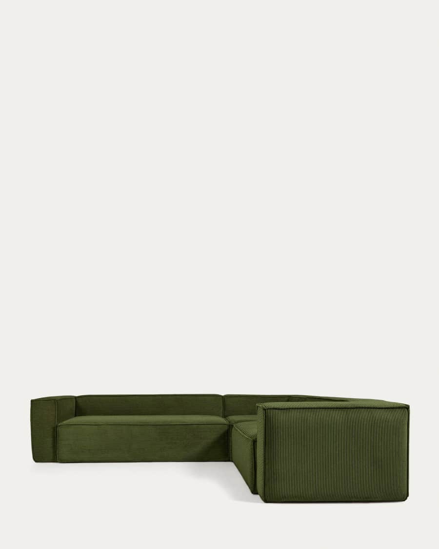 Blok green thick corduroy 5-seater corner sofa 320 x 290cm/290 x 320cm FSC Mix Credit