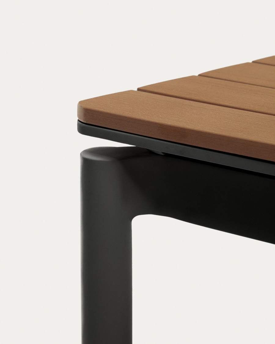 Canyelles Gartenausziehtisch aus Poly-Holz und mattschwarzem Aluminium 180(240) x 100 cm