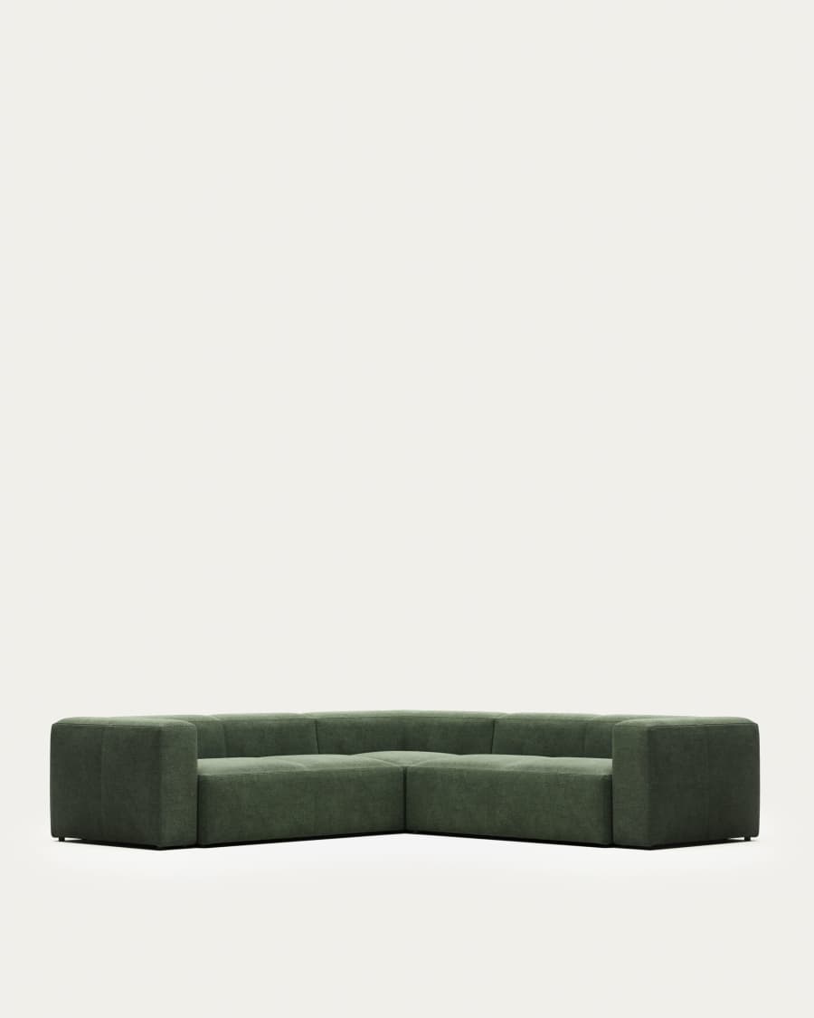 Blok fire-retardant 4-seater corner sofa in green chenille 290 x 290cm