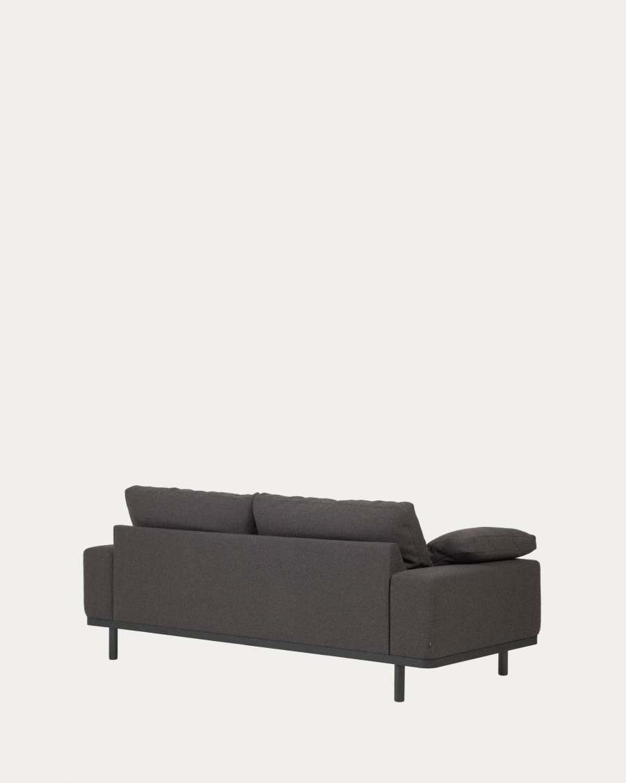 Sofá Noa 3 plazas con cojines gris patas acabado oscuro 230 cm