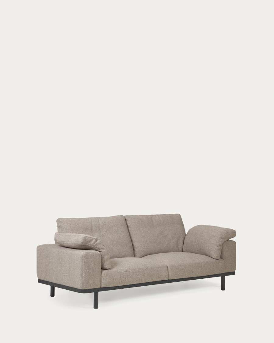 Noa 3 seater sofa with cushions in beige with dark finish legs, 230 cm