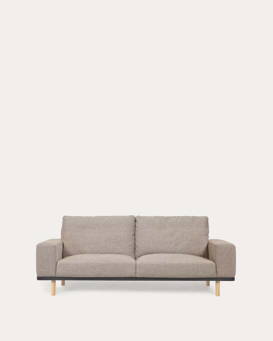 Noa 3-Sitzer Sofa beige mit Beinen naturbelassen 230 cm