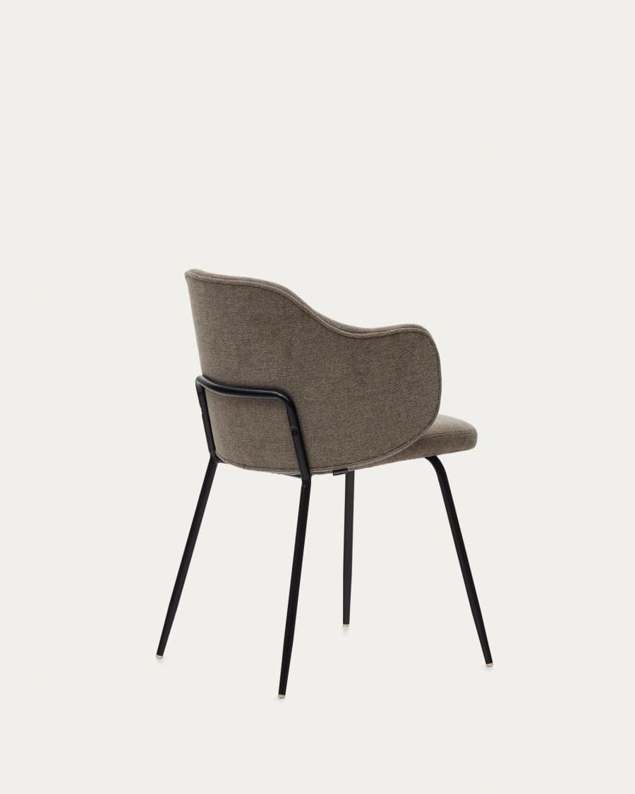 Yunia chair in brown with steel legs in a painted black finish FR