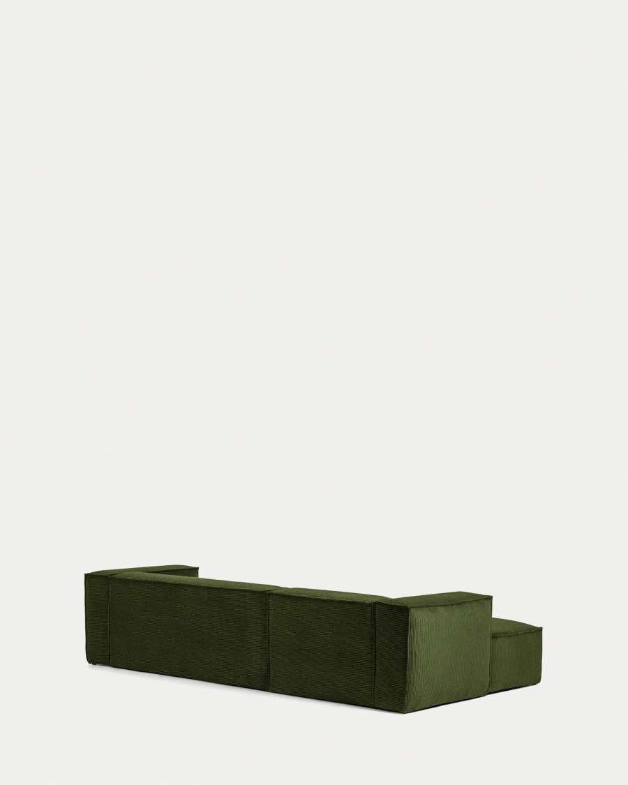 Blok 3-seater left chaise longue sofa in green thick corduroy 300cm FSC Mix Credit
