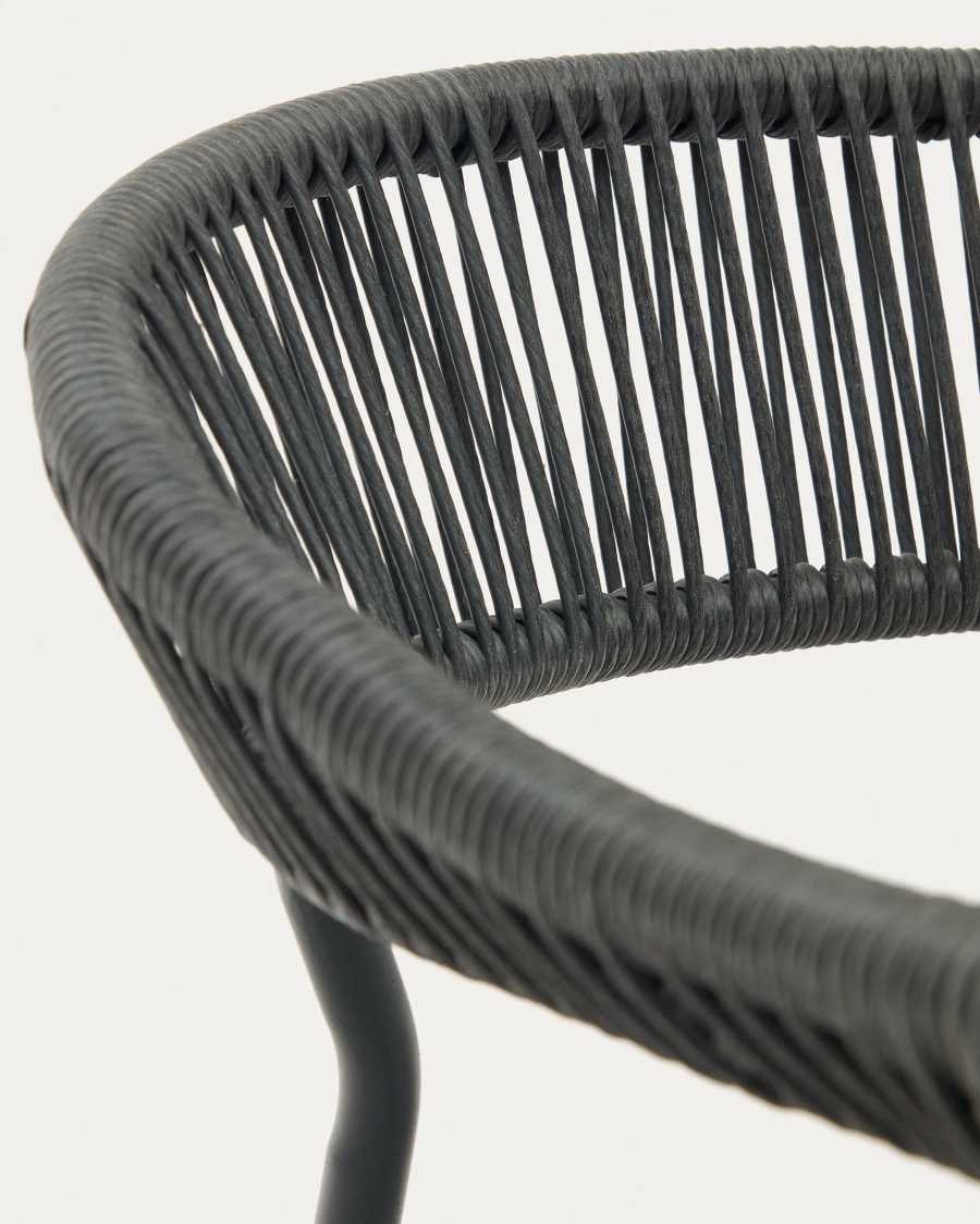 Futadera stackable outdoor chair in grey synthetic cord and grey painted steel