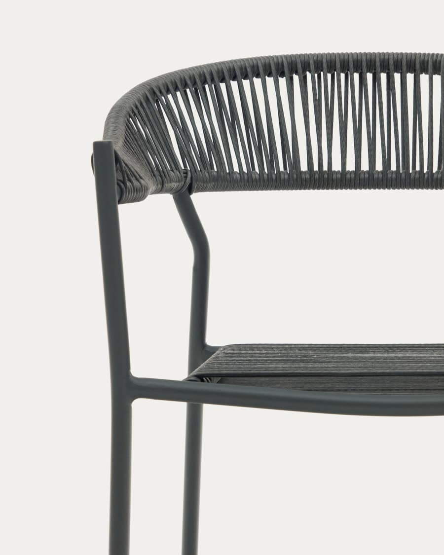 Futadera stackable outdoor chair in grey synthetic cord and grey painted steel