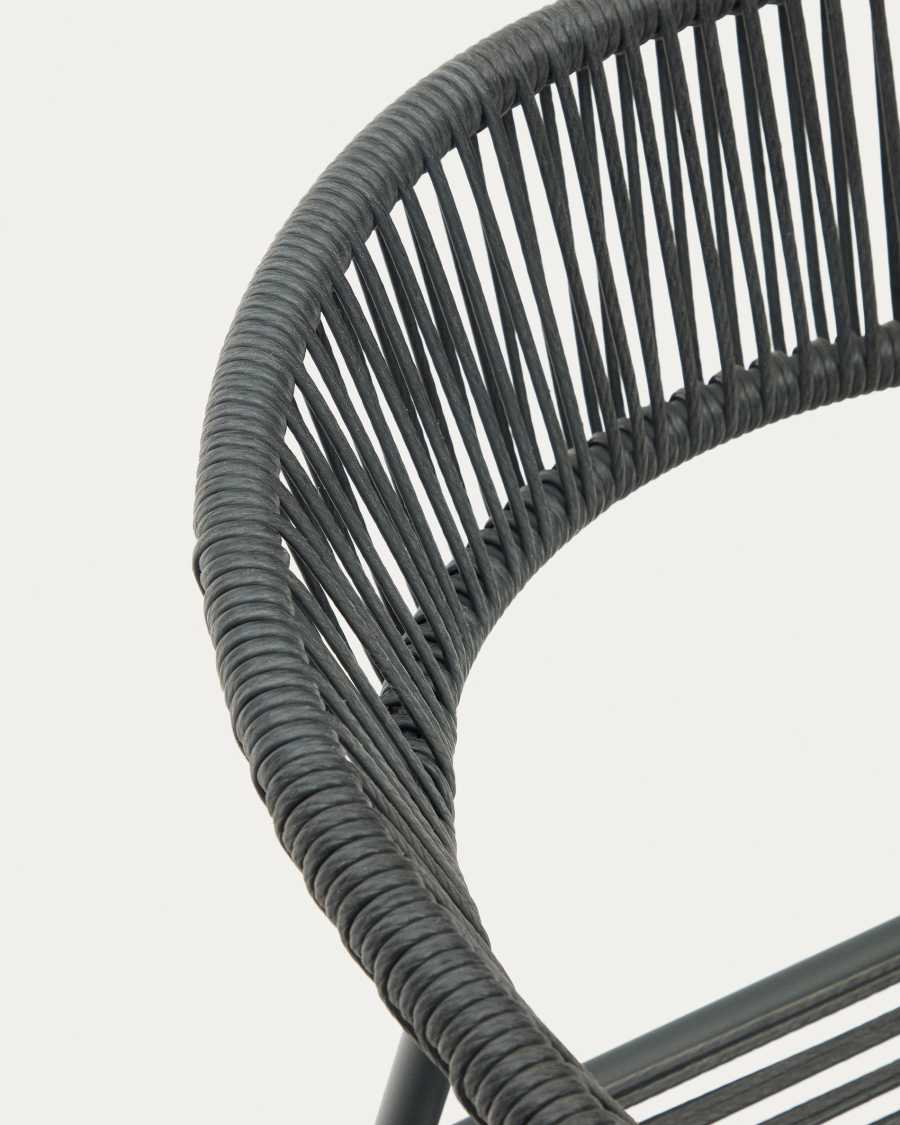 Futadera stackable outdoor chair in grey synthetic cord and grey painted steel