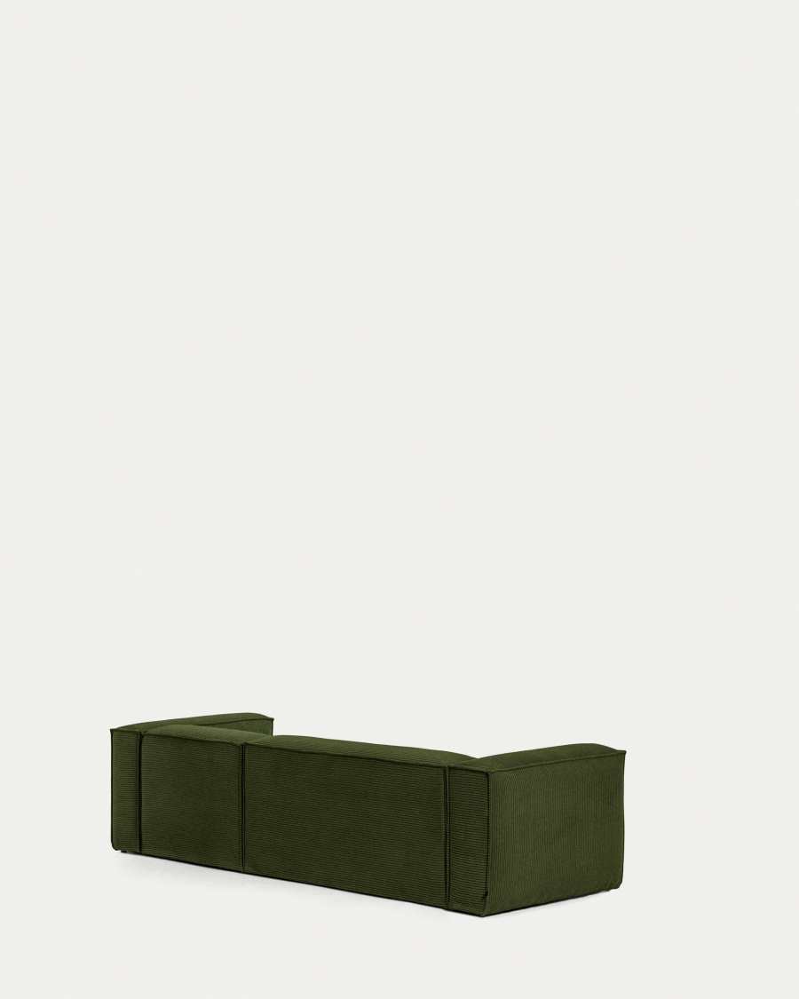 Divano Blok 3 posti in velluto a coste spesso verde con chaise longue destra 300 cm FSC Mix Credit