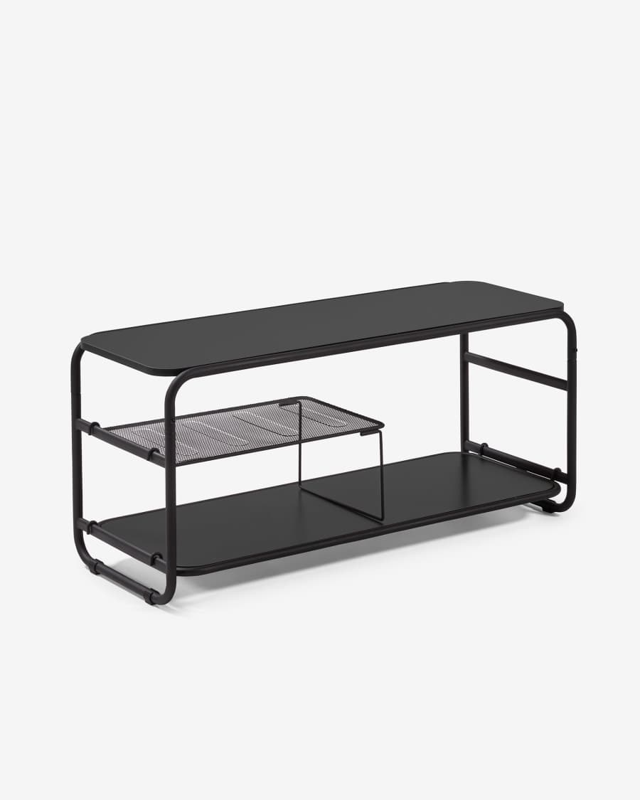 Mobile TV Academy in melaminico e acciaio verniciato nero 98 x 46 cm