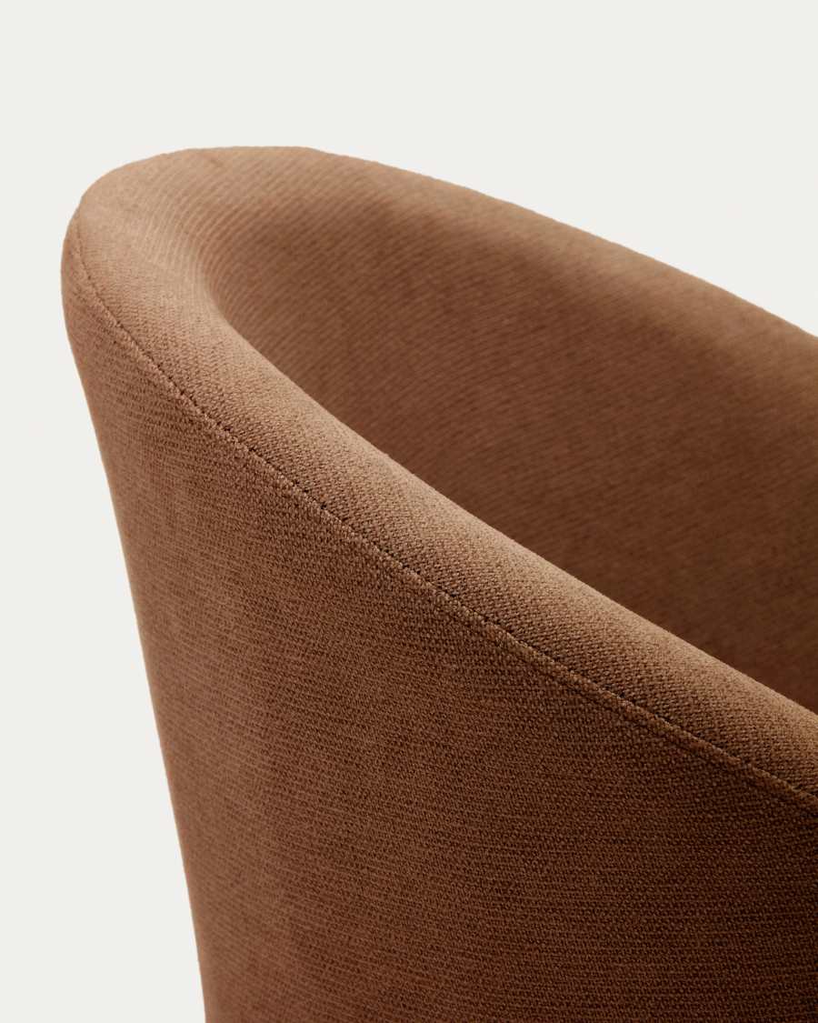 Marvin brown chenille swivel chair with solid beech wood legs with a walnut finish FSC 100%