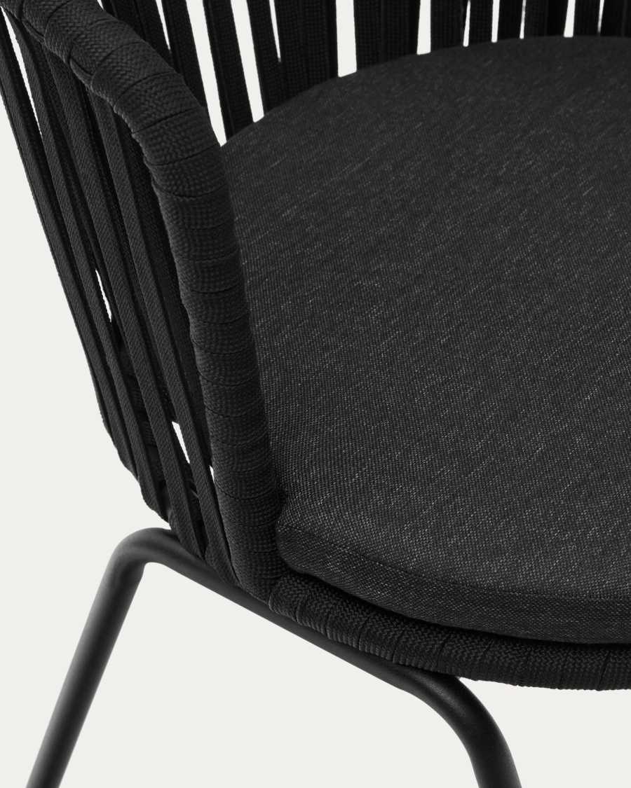 Saconca outdoor chair with cord and black galvanised steel