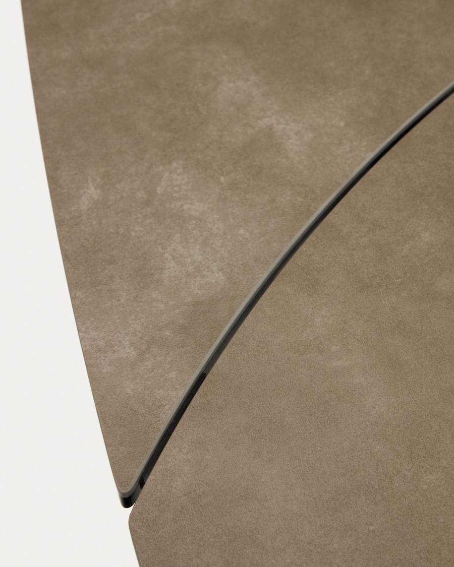 Yodalia extendable table, porcelain and steel legs with a brown finish, 130 (190) x 100 cm