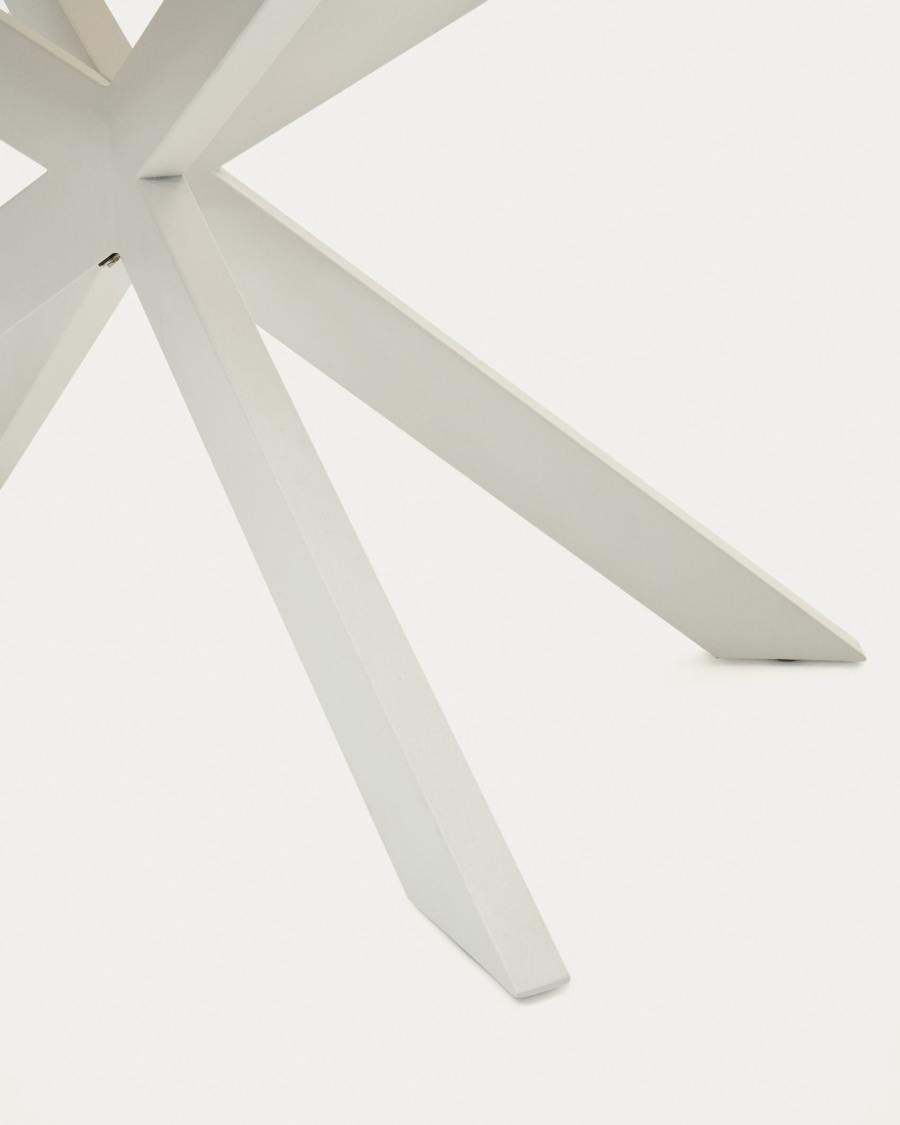 Atminda extendable table in glass and MDF with steel legs in white, 160 (210) x 90 cm