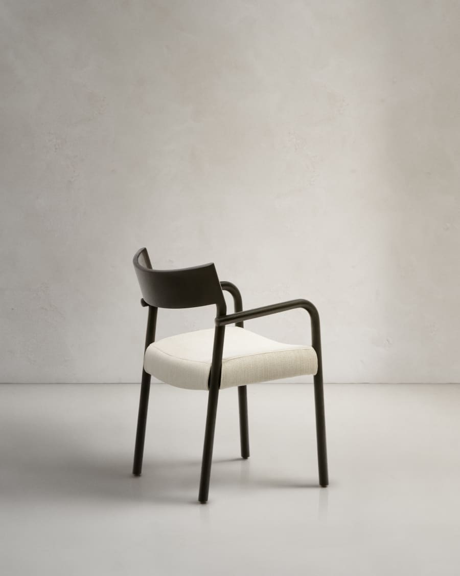 Falconera chair with a removable cover in solid oak wood with black finish FSC Mix Credit