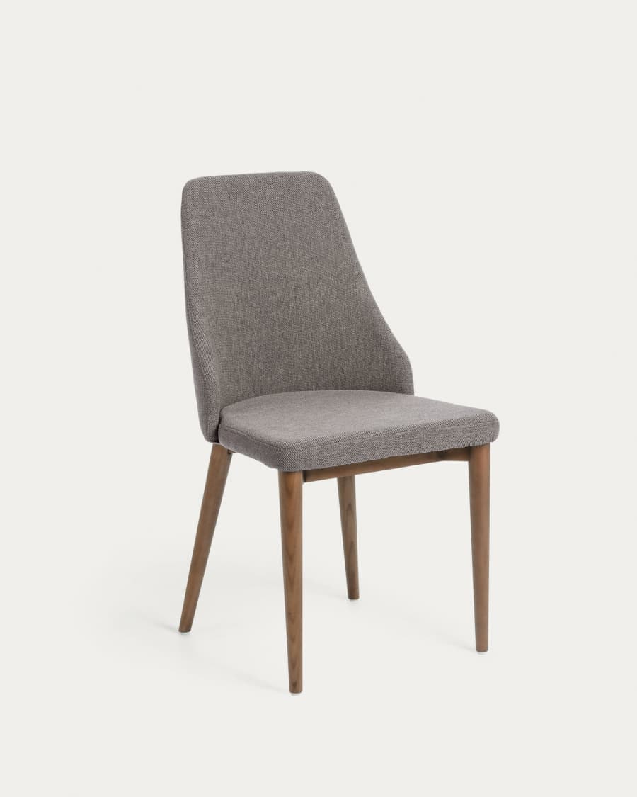 Rosie light grey chair with solid ash legs with dark finish