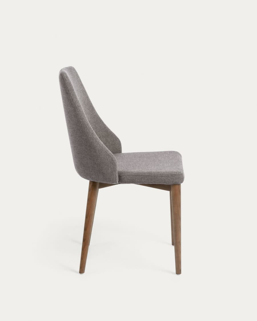 Rosie light grey chair with solid ash legs with dark finish