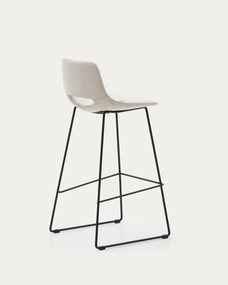 Zahara beige stool with steel in a black finish, height 76 cm FSC 100%