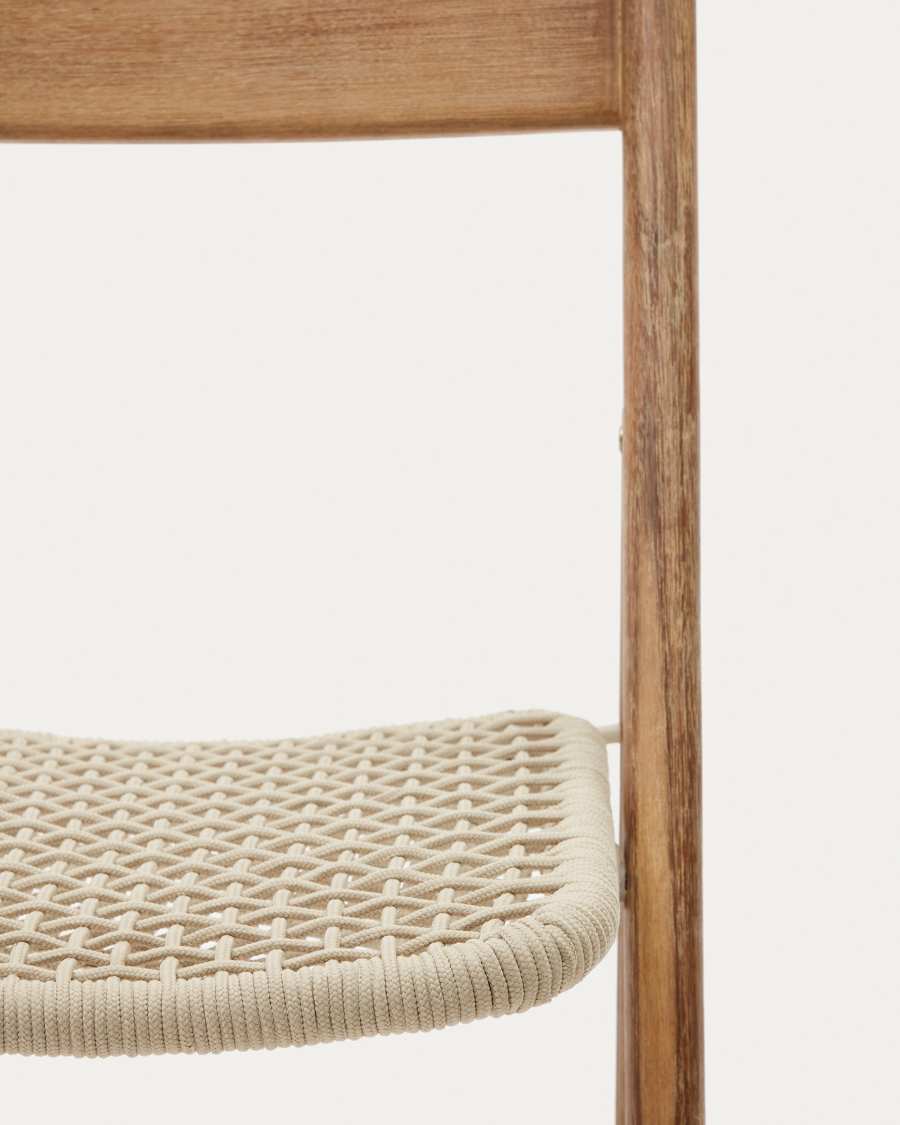 Dandara solid acacia wood folding chair, steel structure and white cord, FSC 100%