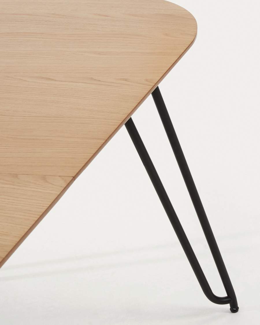 Novac ausziehbarer Tisch 170 (320) x 100 cm mit Eichenfurnier und schwarzen Stahlbeinen