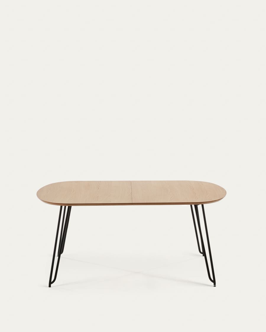 Novac ausziehbarer Tisch 170 (320) x 100 cm mit Eichenfurnier und schwarzen Stahlbeinen