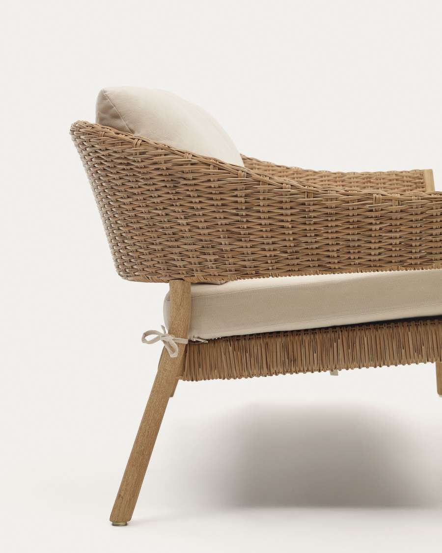 Ensemble Pola canapé 2 places 2 fauteuils bois eucalyptus et rotin synthétique FSC