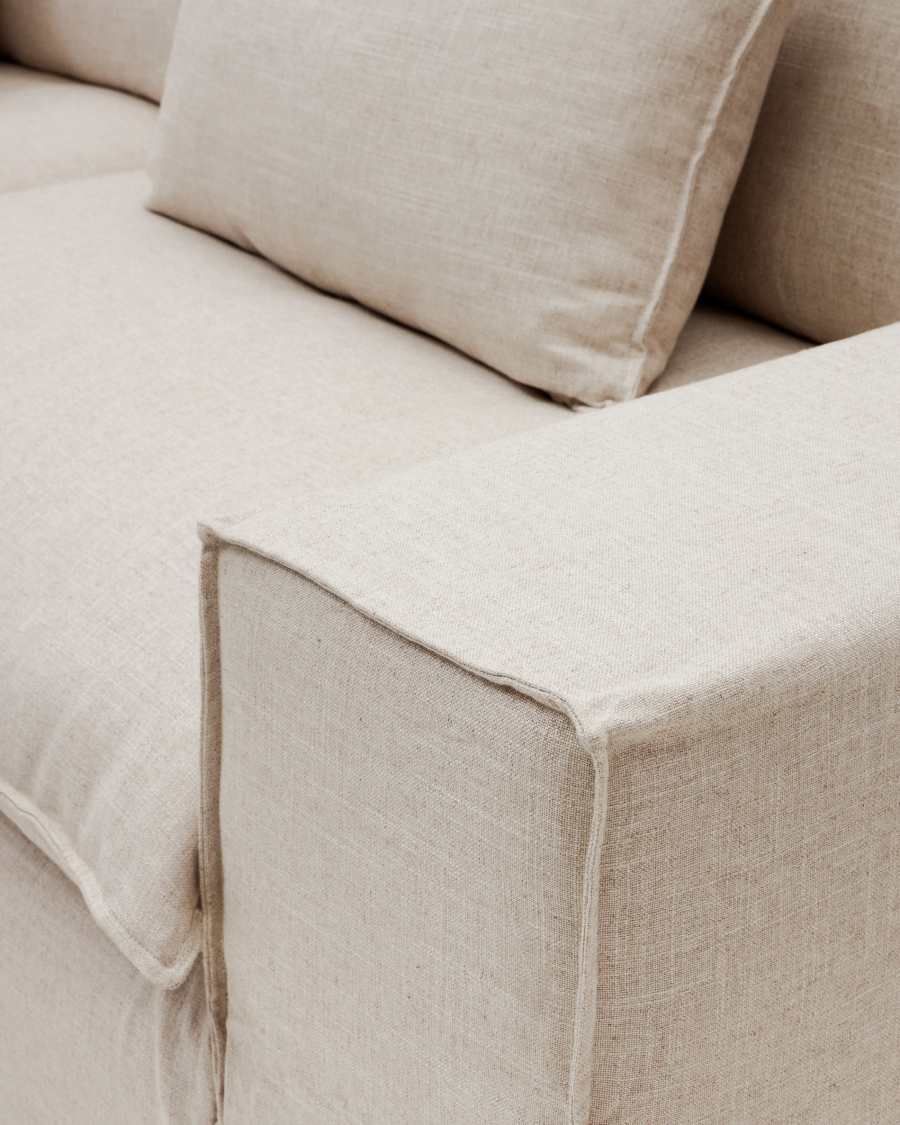 Anarela 3 seater sofa cover in beige linen