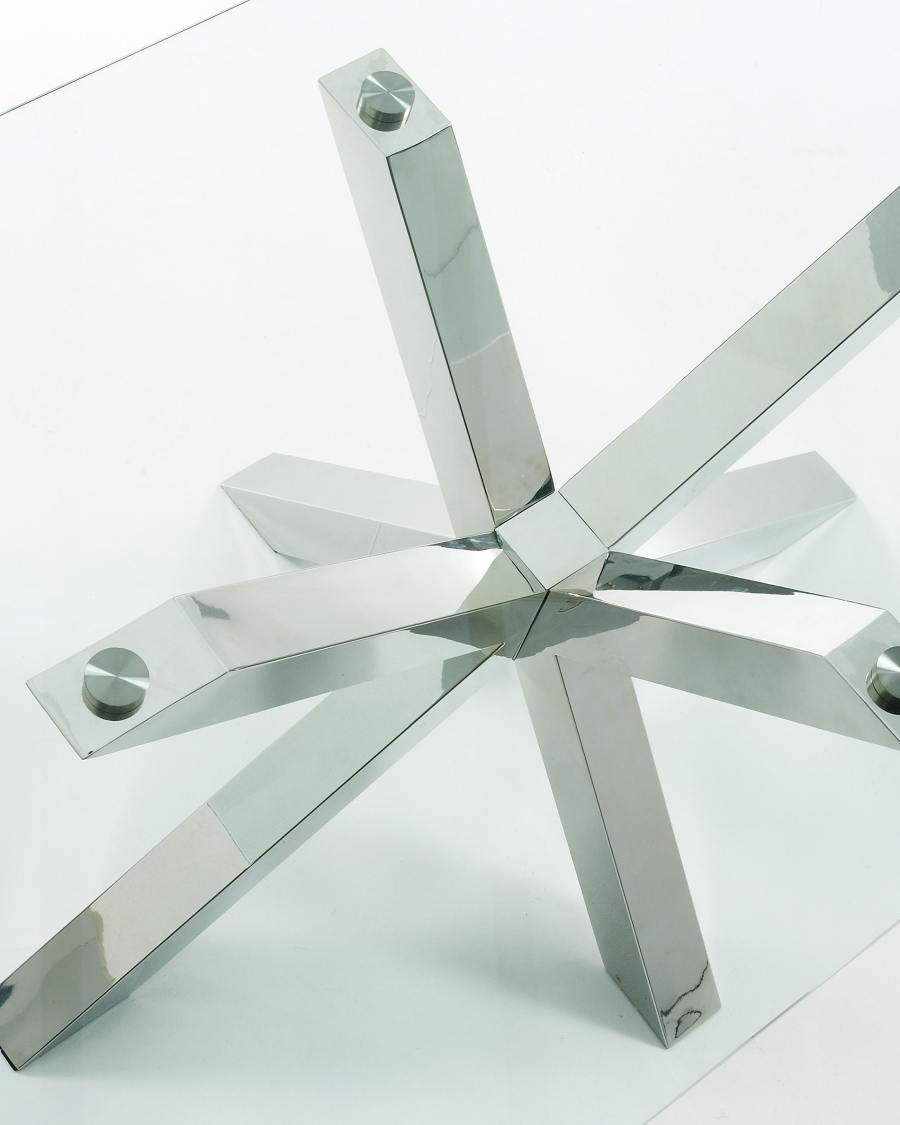 Table Argo en verre et pieds en acier inoxydable 180 x 100 cm