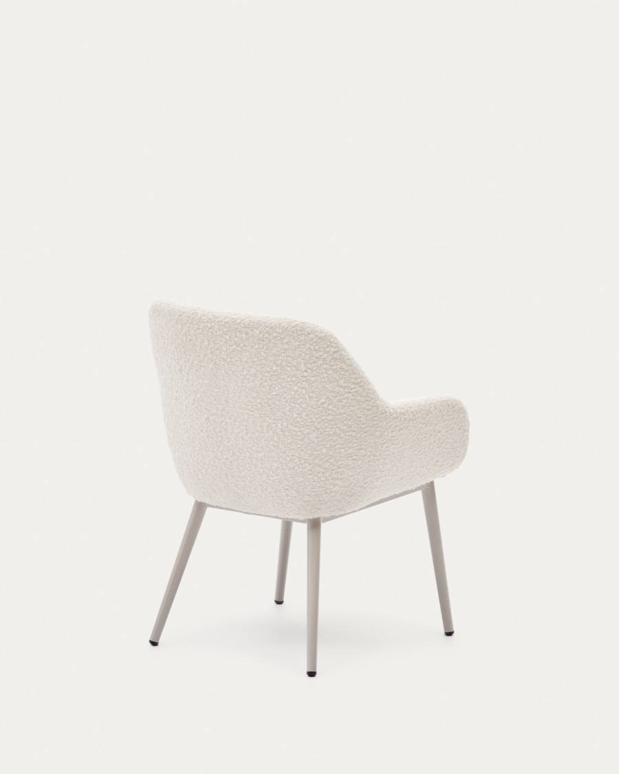 Konna children's chair in white bouclé with steel legs and a beige finish