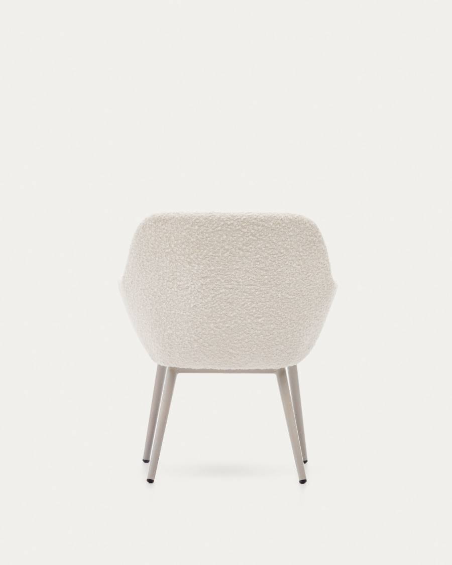Konna children's chair in white bouclé with steel legs and a beige finish